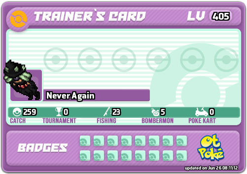 Never Again Card otPokemon.com
