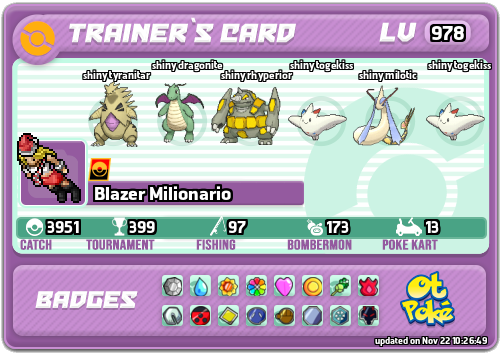 Blazer Milionario Card otPokemon.com