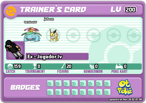 Ex - Jogador Iv Card otPokemon.com