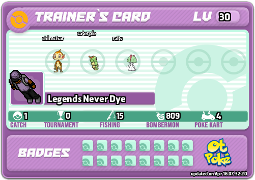 Legends Never Dye Card otPokemon.com