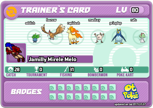 Jamilly Mirele Melo Card otPokemon.com